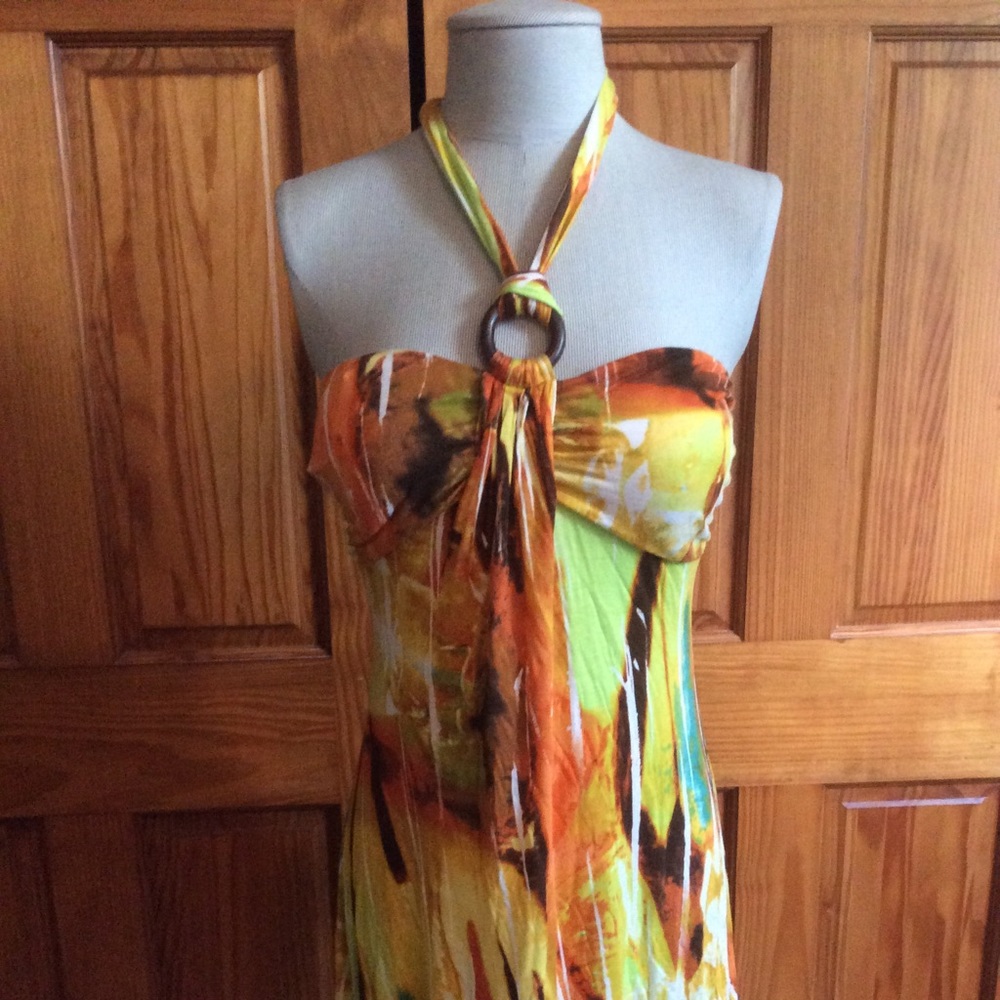 Multi colored Halter Top Sundress by La Belle